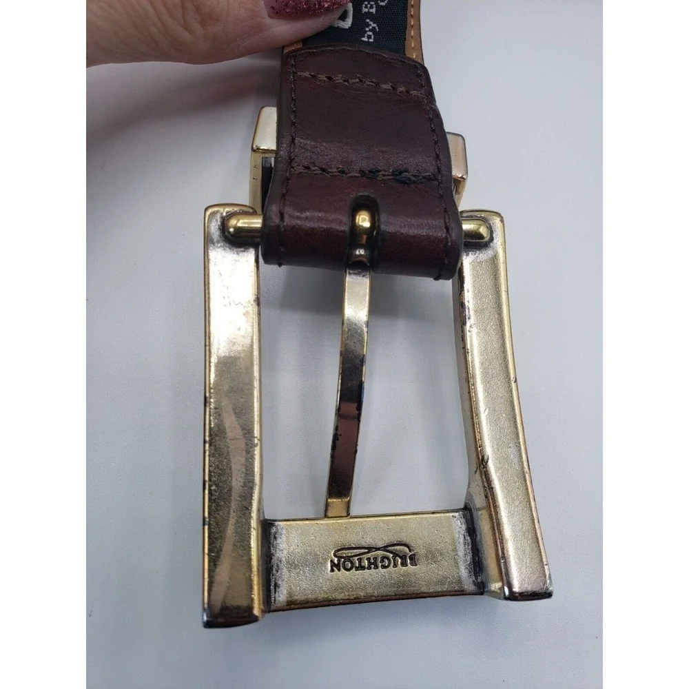 Onyx By Brighton Leather Belt Mens Brown 42 USA Western Minimalist Unique Luxury